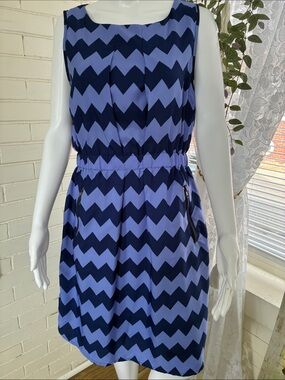 Chevron Sleeveless Mini Dress in Navy and Periwinkle